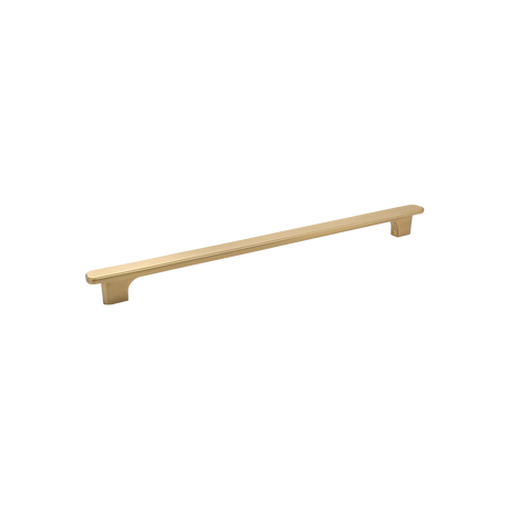Wooden handle on a white background. MomoAspenSolidBrassEntrancePullHandleInBrushedSatinBrass
