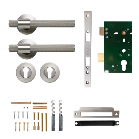 MomoBelgraviaSolidBrassKnurledLeverEntranceSetInDullBrushedNickel
