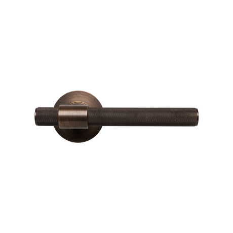 Brown door handle. MomoBelgraviaSolidBrassKnurledLeverHandleSetBronze