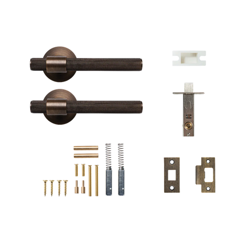 MomoBelgraviaSolidBrassKnurledTubularLatchPassageLeverSetInBronze