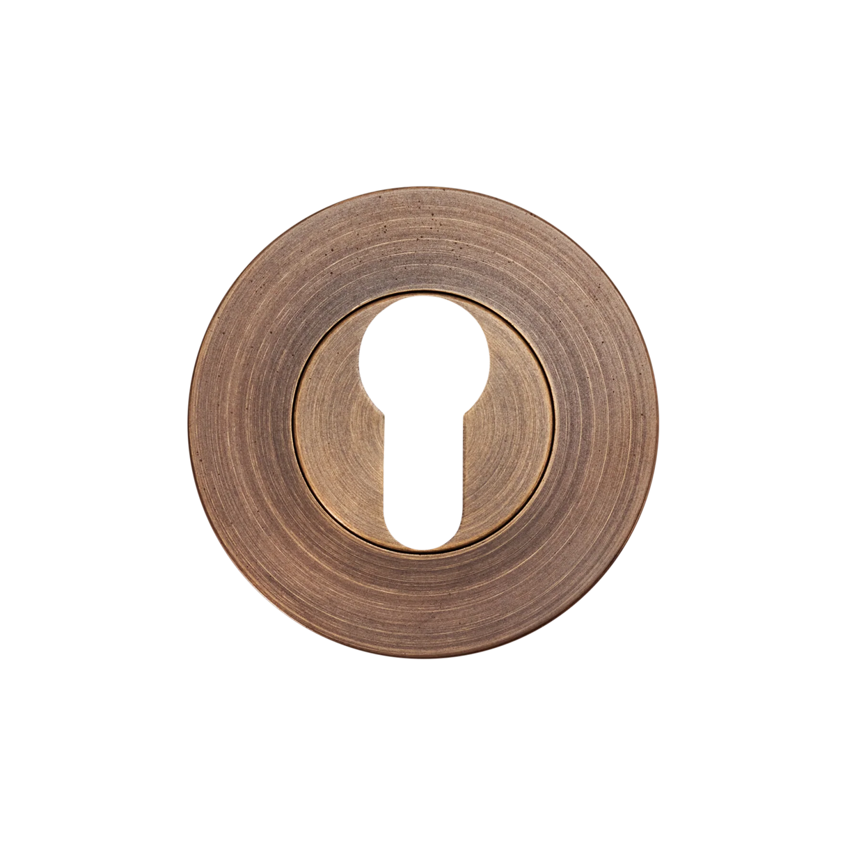 Bronze keyhole cover on a white background. MomoEuroCylinderEscutcheonSetBronze