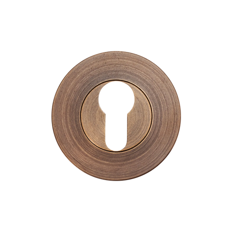 Bronze keyhole cover on a white background. MomoEuroCylinderEscutcheonSetBronze