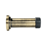 Metal door stopper with brass finish on a white background. MomoHandlesSolidBrassDoorStopDarkBrushedBrass