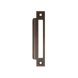 Bronze door handle on a white background. MomoMorticeLockUniversalStrikePlateBronze