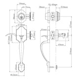 Technical drawing of a N2LOK Charente entry set box pack with dimensions labeled