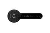 Black digital door lock with number keypad on a white background. NovoSeriesN31BRoundedHandleSmartLock2_a3024786-cd82-476a-a664-1eab9b952e87