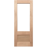Wooden door with a green glass panel on a transparent background. Paddington1G-LV