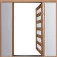 Hume Doors PIV EG Meranti pivot frame for one door and two sidelites shown with a translucent stain