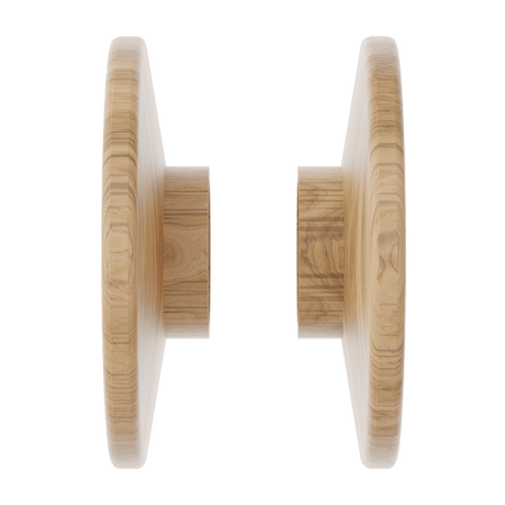 Two wooden door handles on a transparent background. RoundAmericanWhiteAshPair