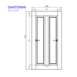 Drawing of the Santorini Door from Bay Solutions in the size 2340 x 1200