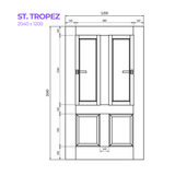Drawing of the St. Tropez Door from Bay Solutions in the size 2040 x 1200