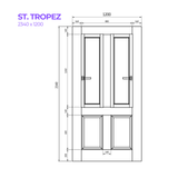 Drawing of the St. Tropez Door from Bay Solutions in the size 2340 x 1200