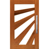 Corinthian Sunburst SUNWS GL Merbau timber entrance door with mid-level glazing shown open