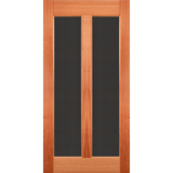 Wooden door with glass panels on a green background. Santorini EN806AO