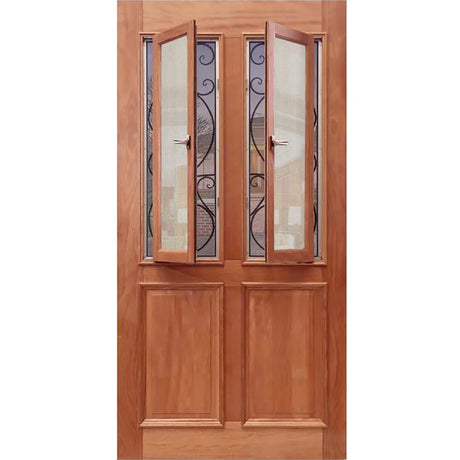 Wood door with glass and ironwork. St. Tropez EN904AO 