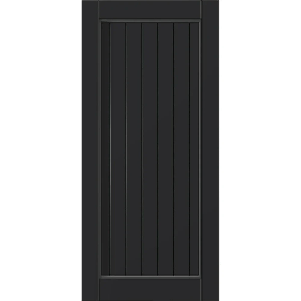 Thermtek 10TV Matt Black aluminium entrance door showing the ten-light vertical design