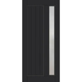 Parkwood Strata DG 11T aluminium entrance door in Matt Black fitted with Translucent glass