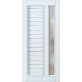 Parkwood Strata DG 11TH Matt Arctic White aluminium entrance door with cathedral glass