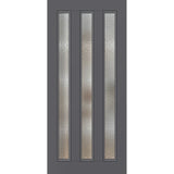Parkwood Strata 3L aluminium front door in Matt Woodland Grey with cathedral glass panels