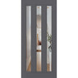 Parkwood Strata 3L aluminium front door in Matt Woodland Grey with clear glass panels