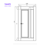 Drawing of the Tahiti Door from Bay Solutions in the size 2340 x 1200