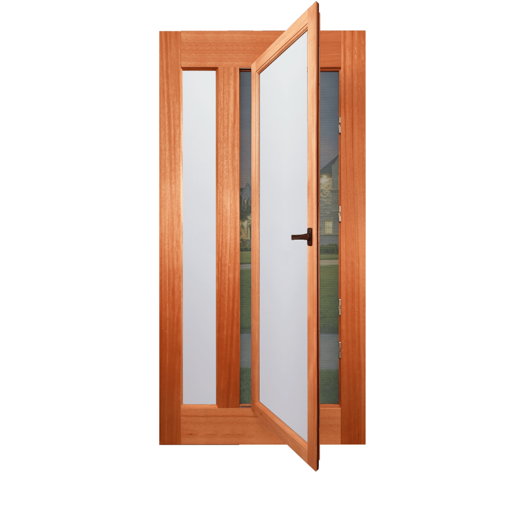 Wooden door with glass panels on a transparent background. Tahity EN805AO