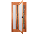 Wooden door with glass panels on a transparent background. Tahity EN805AO