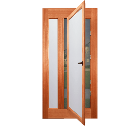 Wooden door with glass panels on a transparent background. Tahity EN805AO
