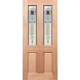 Traditional Entrance Door in solid maple timber with English Rose-LL triple glazed decorative glass