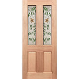 Traditional Kookaburra internal door with green leaf frosted glass in solid timber