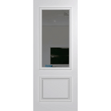 White door with a glass panel on a green background VauclusePremierEntranceXVP22_GreyTint_Duracote