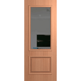 Wooden door with a glass panel on a green background VauclusePremierEntranceXVP22_GreyTint_SlicedPacificMaple