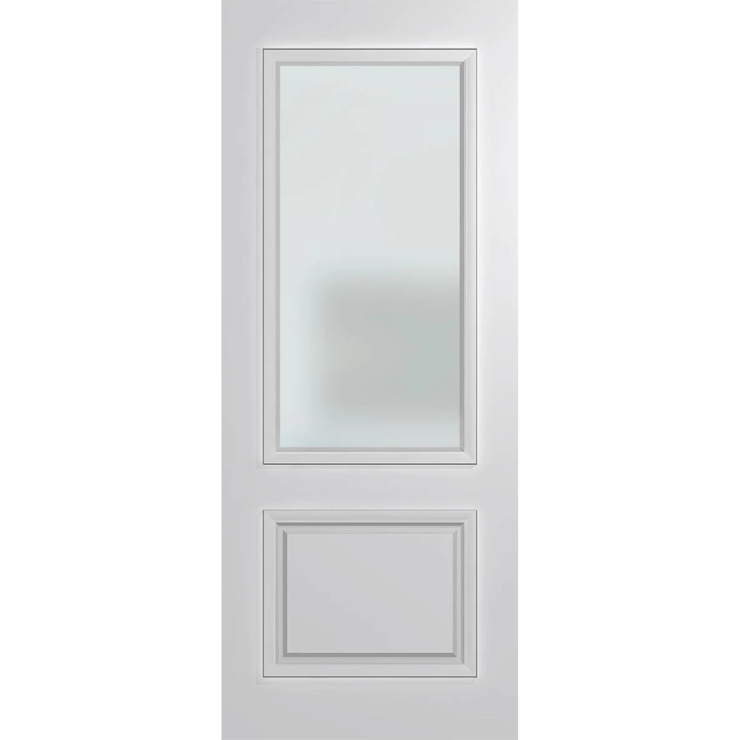 White door with a glass panel on a green background VauclusePremierEntranceXVP22_Translucent_Duracote