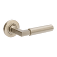 Metal door handle on a white background. ZurichFlutedBN